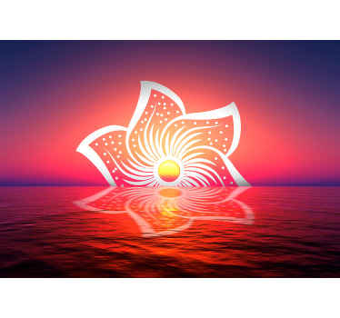 Dining room wall mural hibiscus sunrise design - TenStickers