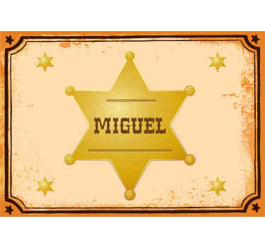 Fotomural infantil insignia sheriff con nombre - TenVinilo