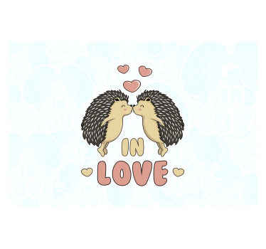 Fotomural infantil erizos enamorados con frase - TenVinilo