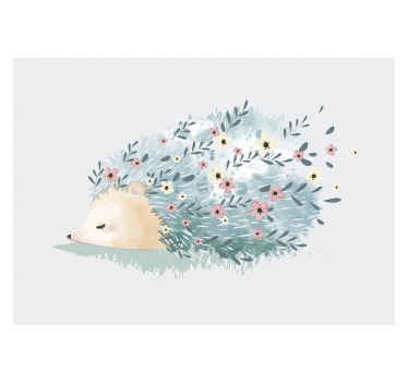 Tapisserie murale enfant style porc-épic floral - TenStickers