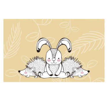 Fotomural infantil de conejito y erizos - TenVinilo