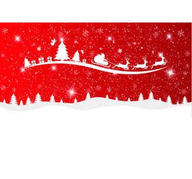 Fotomural rojo navideño trineo de Papá Noel - TenVinilo