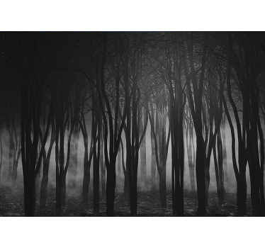 Fotomural bosque de niebla blanco y negro - TenVinilo