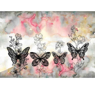 Fotomural animales mariposas estilo artístico - TenVinilo