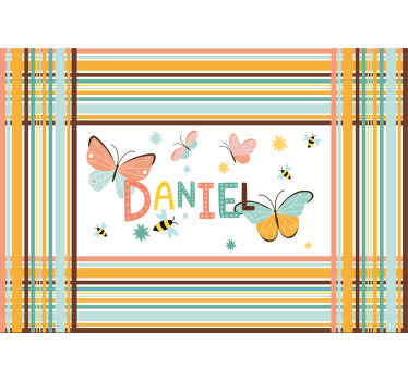 Tapisserie chambre enfant nom personnalisé papillon - TenStickers