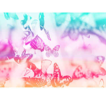 グラデーション蝶動物壁壁画 - TENSTICKERS