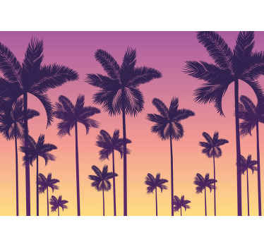 Sunset Palms tree mural photo - TenStickers