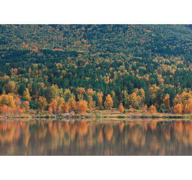 Syksyn puiden pohdintaa vedestä valokuvatapetti luonto - Tenstickers