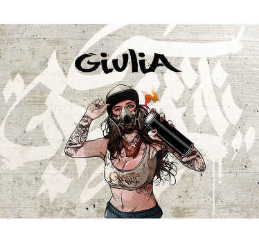 graffiti woman with name custom wall mural - TenStickers