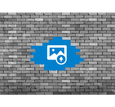 Fotomural 3D ladrillo gris con foto - TenVinilo