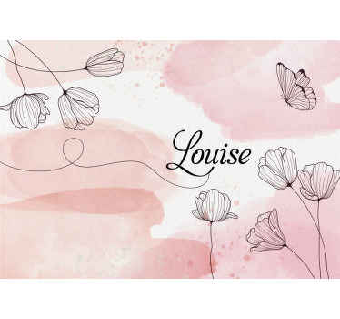 Beautiful flowers with name custom wall mural for children bedroom. Suitable for teenager's and kids room. It is original, durable and matter finish.