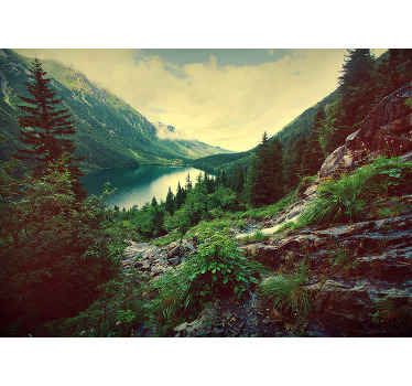 Lake between mountains nature wall mural - TenStickers