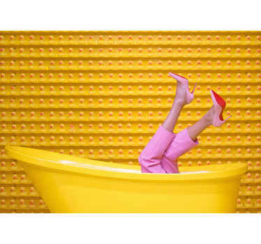 Woman in yellow bathtub People Wall Mural - TenStickers