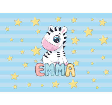 Roztomilá zebra a hvězdy se jménem na zeď - TenStickers