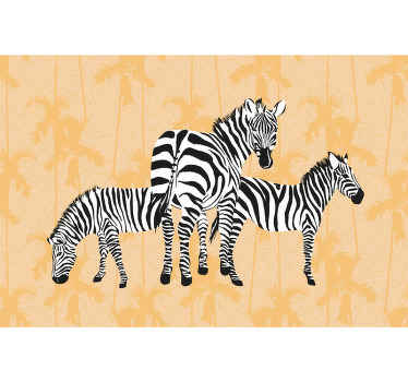 Fotomural animales cebra y palmas - TenVinilo