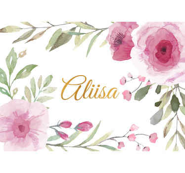 Customized name flowery custom wall mural - TenStickers