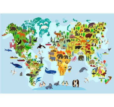 Eduque seus filhos ou alunos hoje de uma maneira bonita com este fotomural vinílico de mapa mundial educacional. Decore com um propósito hoje!