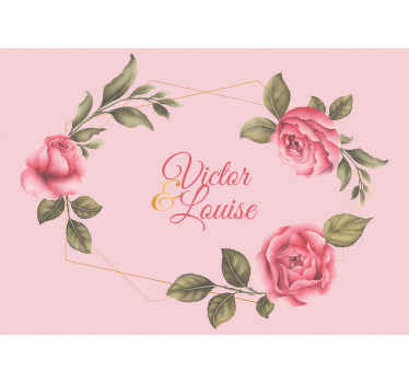 Pink and gold roses custom wall mural - TenStickers