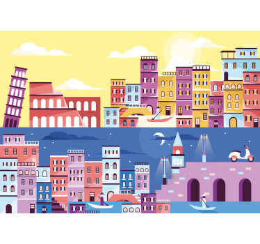 낮과 밤 이탈리아 벽화 - TenStickers