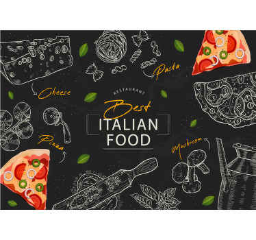 Italian food icons wall mural - TenStickers