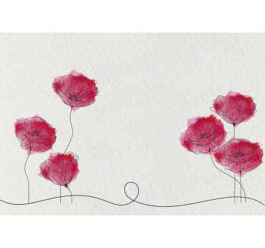 Red flower sticks with text wall mural - TenStickers