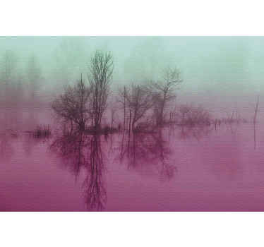 Mural de naturaleza paisaje de reflejo brumoso - TenVinilo