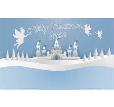 Angelic Winter Scene christmas wall mural - TenStickers