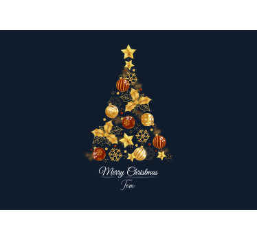 Gold tree christmas wall mural - TenStickers