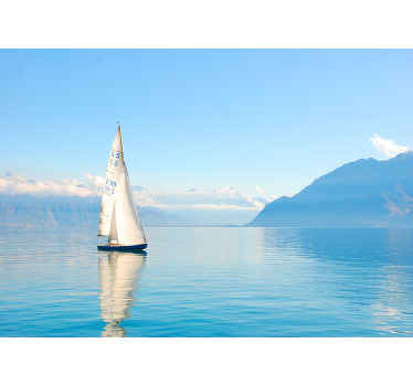 Ocean cu bărci cu pânze sub pictura murală - TenStickers