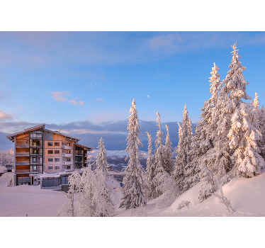 Rakennus metsässä valokuvatapetti metsä - Tenstickers