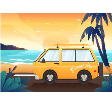 τροχόσπιτο δίπλα στη θάλασσα τοιχογραφία - TenStickers