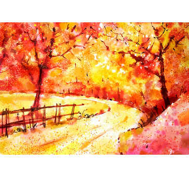 Akvarel krajolik urbana umjetnost zidni zid - TenStickers