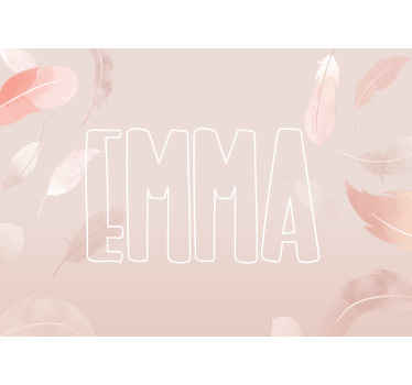 Mural de perete personalizat cu pene roz - TenStickers