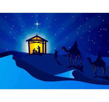 Nativity Scene Silhouette christmas wall mural - TenStickers