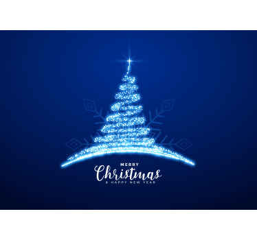 Blå glitrende jul veggmaleri - Tenstickers