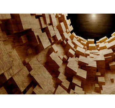 3d effect wooden tunnel wall mural - TenStickers