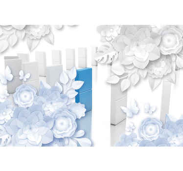 Flowers with domino effect 3D wall mural - TenStickers