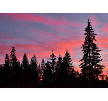 Puita ja vaaleanpunainen taivas taivas valokuvatapetti - Tenstickers