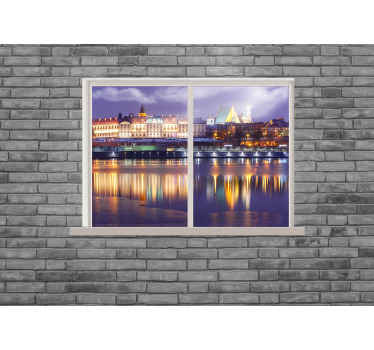 Varşova'da dekoratif pencere görünümü duvar resmi - TenStickers