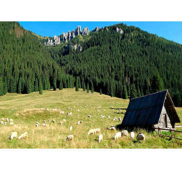 Fototapete Landschaft bergige grüne szene - TenStickers