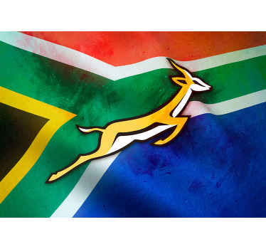 South Africa Flag with Springbok wall mural - TenStickers