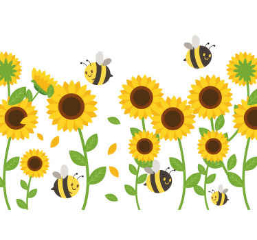 Solsikker og bier fototapet - TenStickers