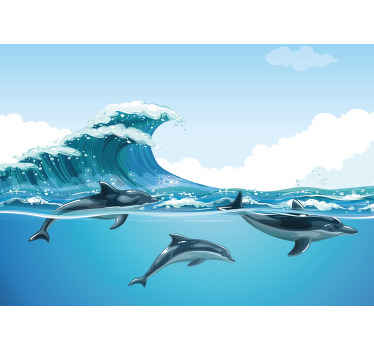 Fototapete Tiere Delfine schwimmen - TenStickers