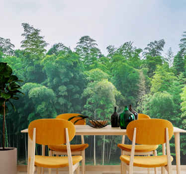 Green bamboo forest tree mural - TenStickers
