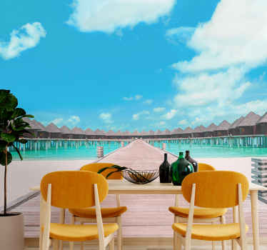 Fotomural mar Camino de arena blanca a la orilla del mar - TenVinilo