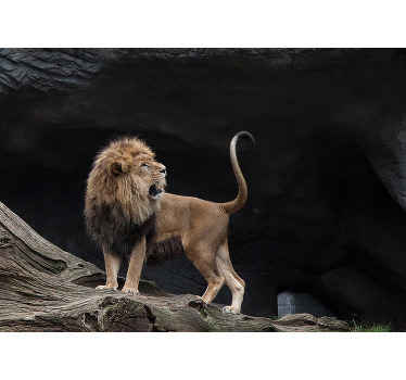 Fotomural 3D Leones con pasillo sin fin. - TenVinilo