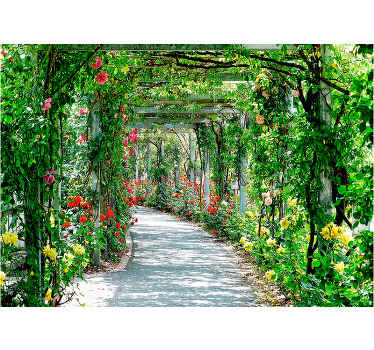 3D flowers in tunnel  3D Wall Mural - TenStickers