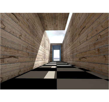 Fotomural 3D Túnel de madera - TenVinilo