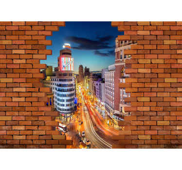 Fotomural madrid mural de pared de ladrillo vistas de madrid - TenVinilo