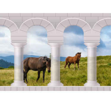 Majestic horses view wall mural - TenStickers